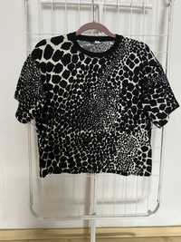 Topshop t-shirt crop top r xs/s oversize zyrafa animalprint