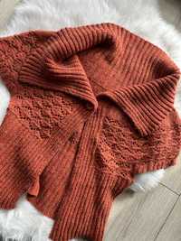 Sweter pomarańczowy sweter damski moher wełna sweterek narzutka