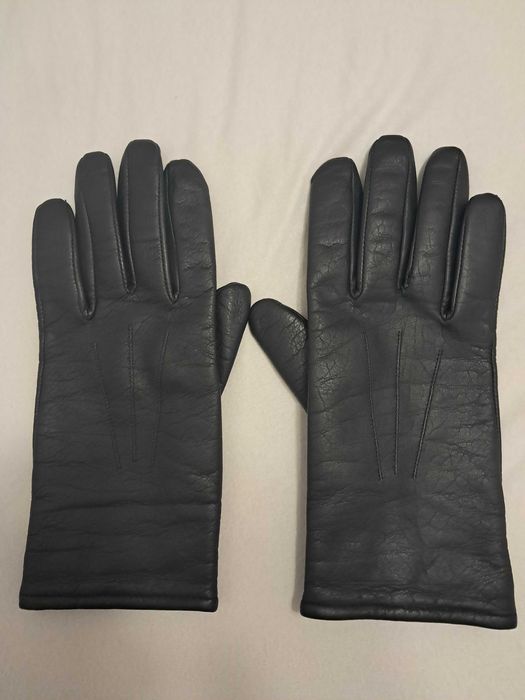 Rękawiczki służbowe, czarne, skórzane, oficerskie, policja, wojsko