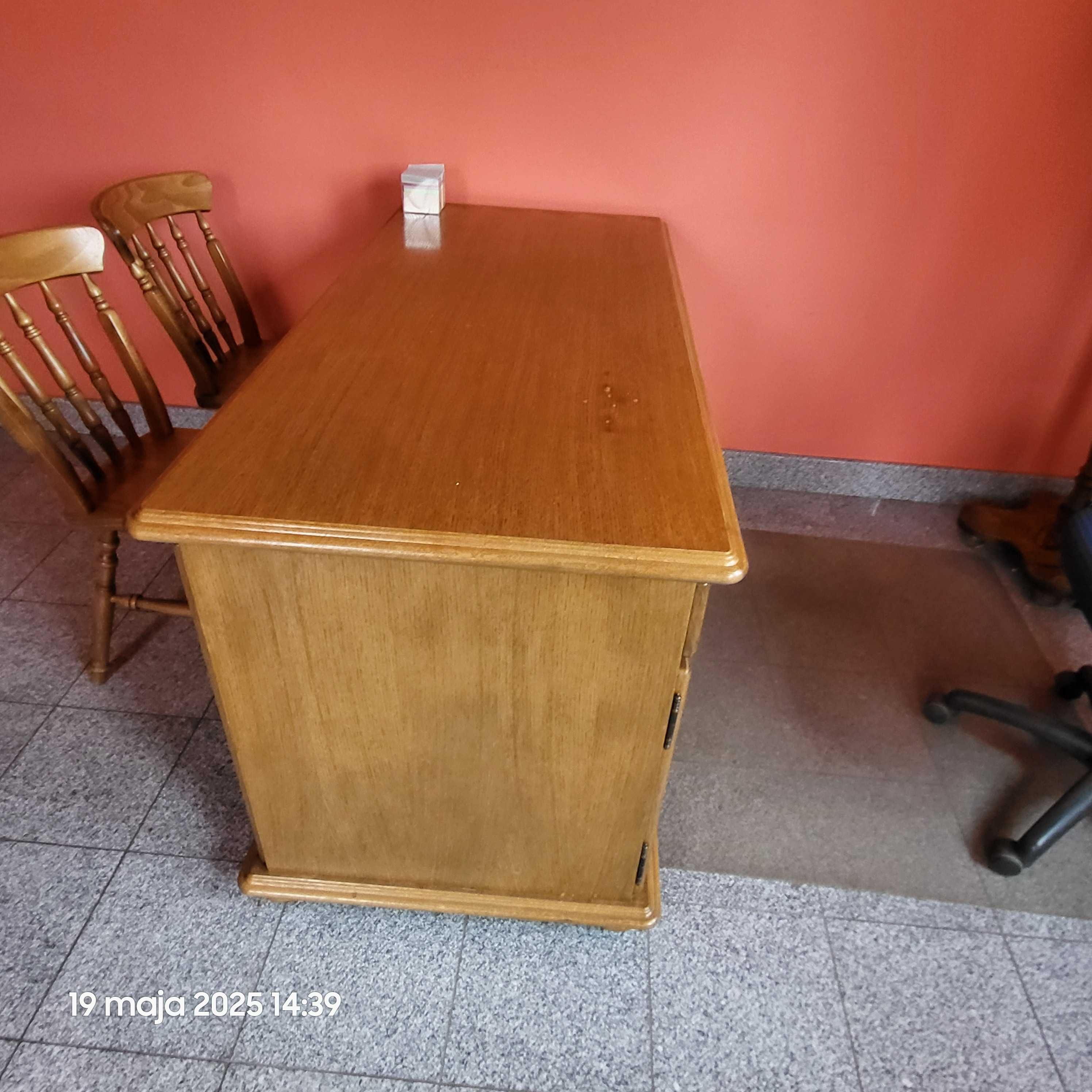 Zestaw mebli dębowych - drewno z biurkiem i szafką