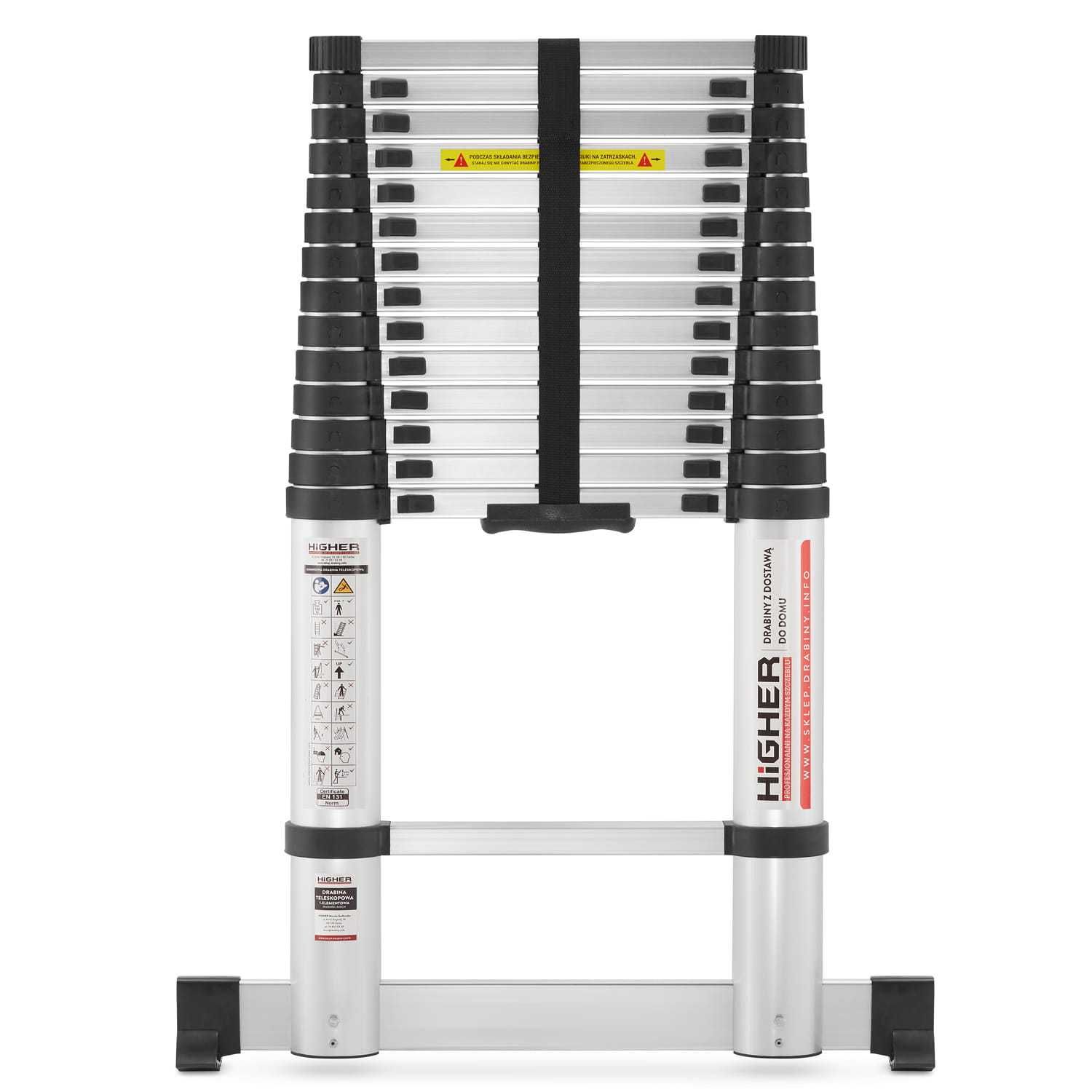 DRABINA ALUMINIOWA TELESKOPOWA przystawna o długości 380cm + torba