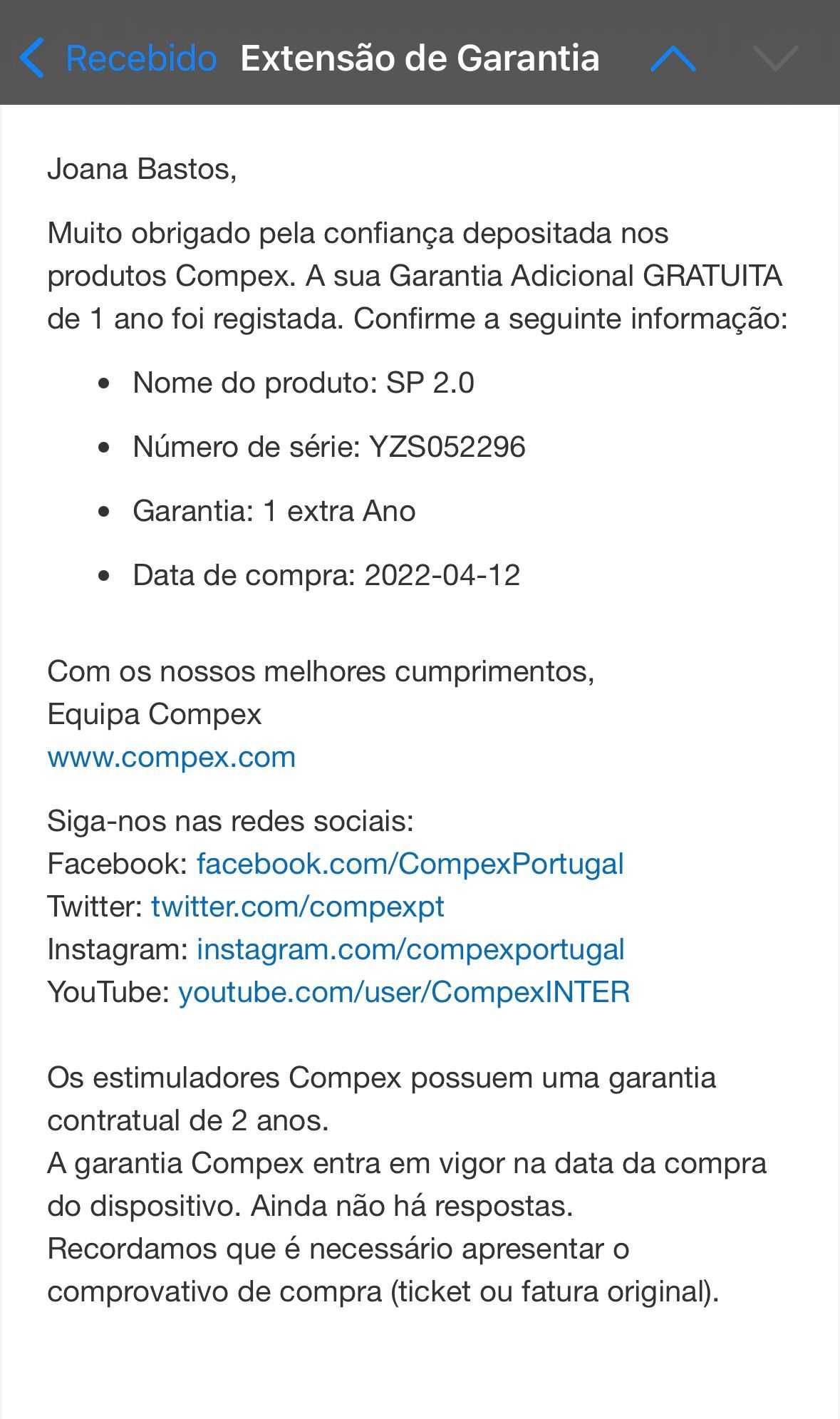 Compex Aparelho Electroestimulação