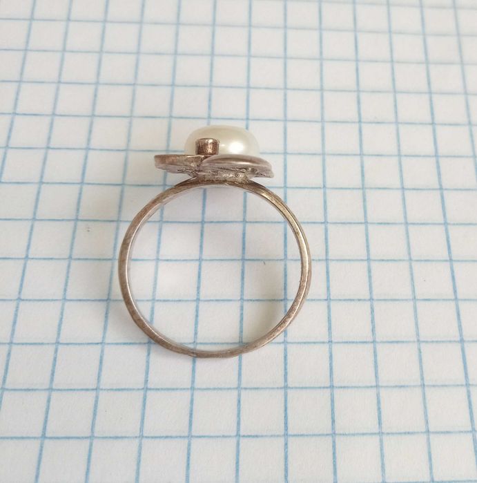 Перстень кольцо з жемчугом Перлина. Срібло 925 проба Розмір 19