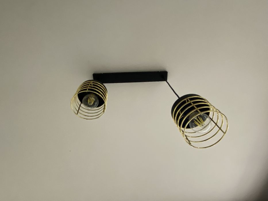 Lampa loftowa czarna złota wisząca, do salonu, do kuchni, do pokoju