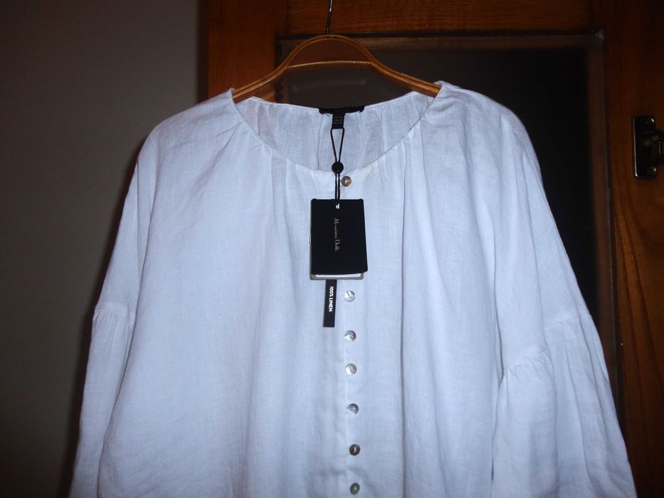 Camisa branca 100% linho Massimo Dutti