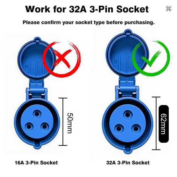 Carregador Portátil Eletricos 7 kw - 32A - c/ Bolsa e 5 METROS CABO