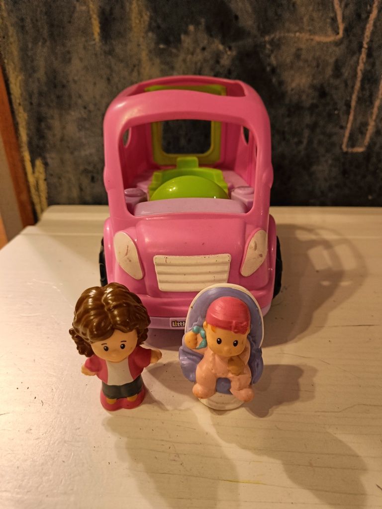 Auto mamy różowe dla dziewczynki bobas little people fisher price van