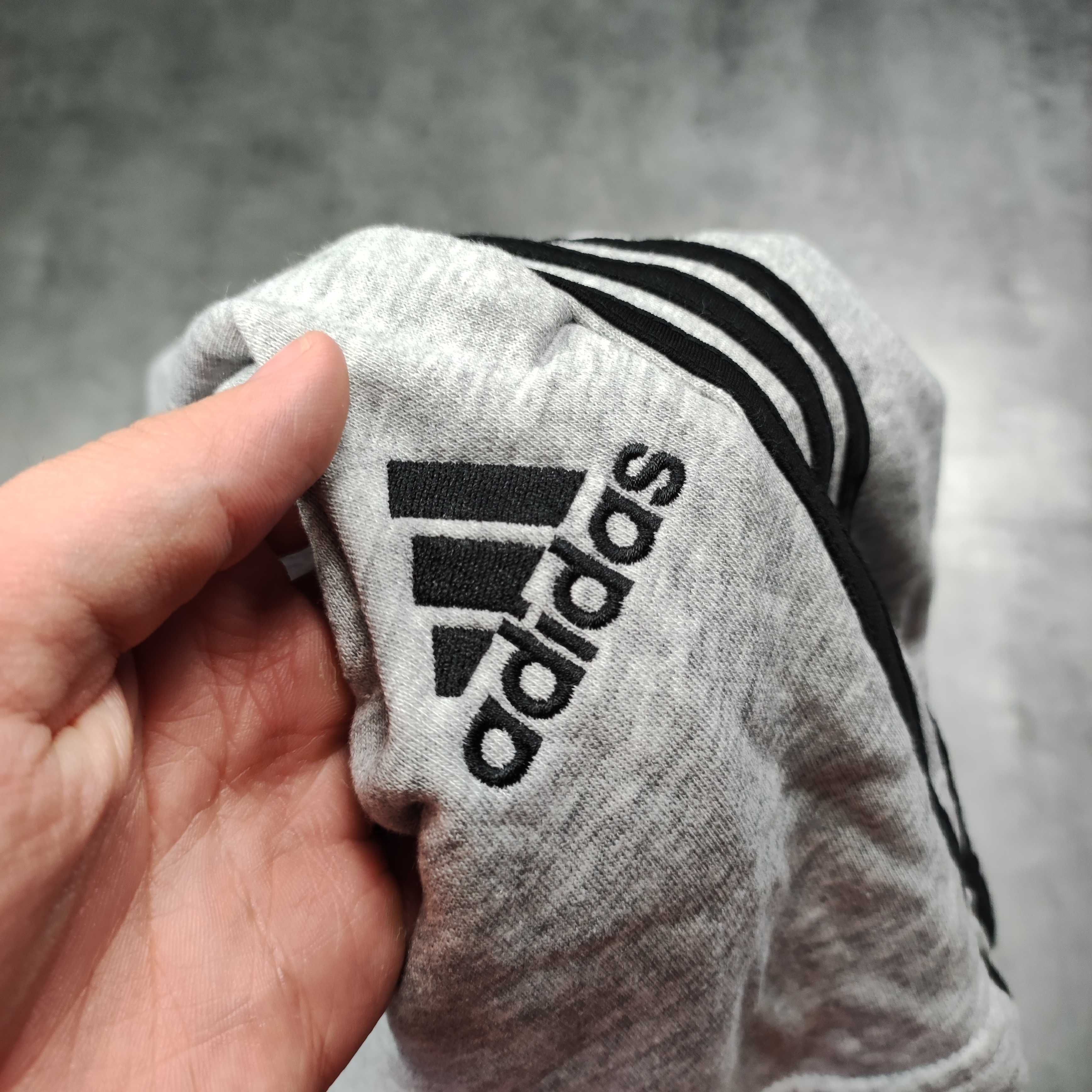 MĘSKIE Szare Bawełniane Dresy Sportowe 3 Paski Adidas Originals Haft