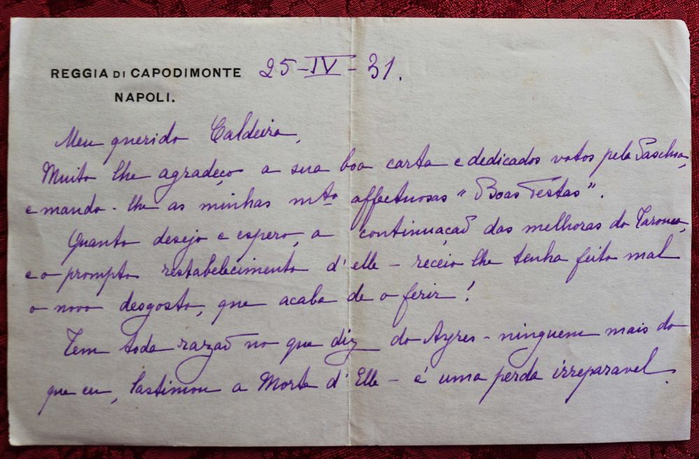 Rainha D Amélia a Velez Caldeira 1931 Conde Tarouca, Ayres de Sá