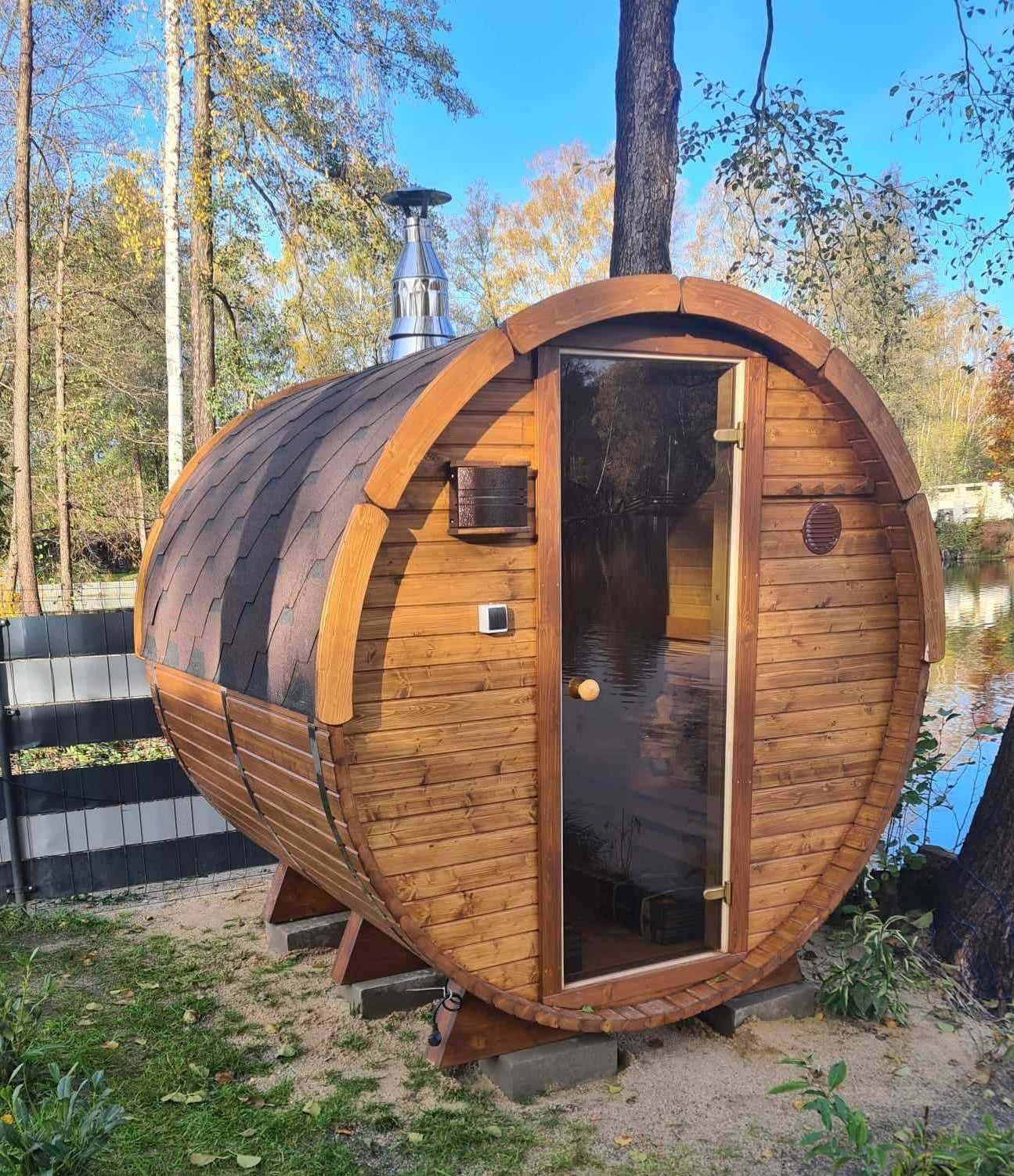 Transport w CENIE!!! KOMPLETNA MINI Sauna ogrodowa Beczka 205cm