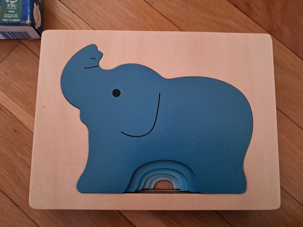 Drewniane puzzle słoniki One Two Fun