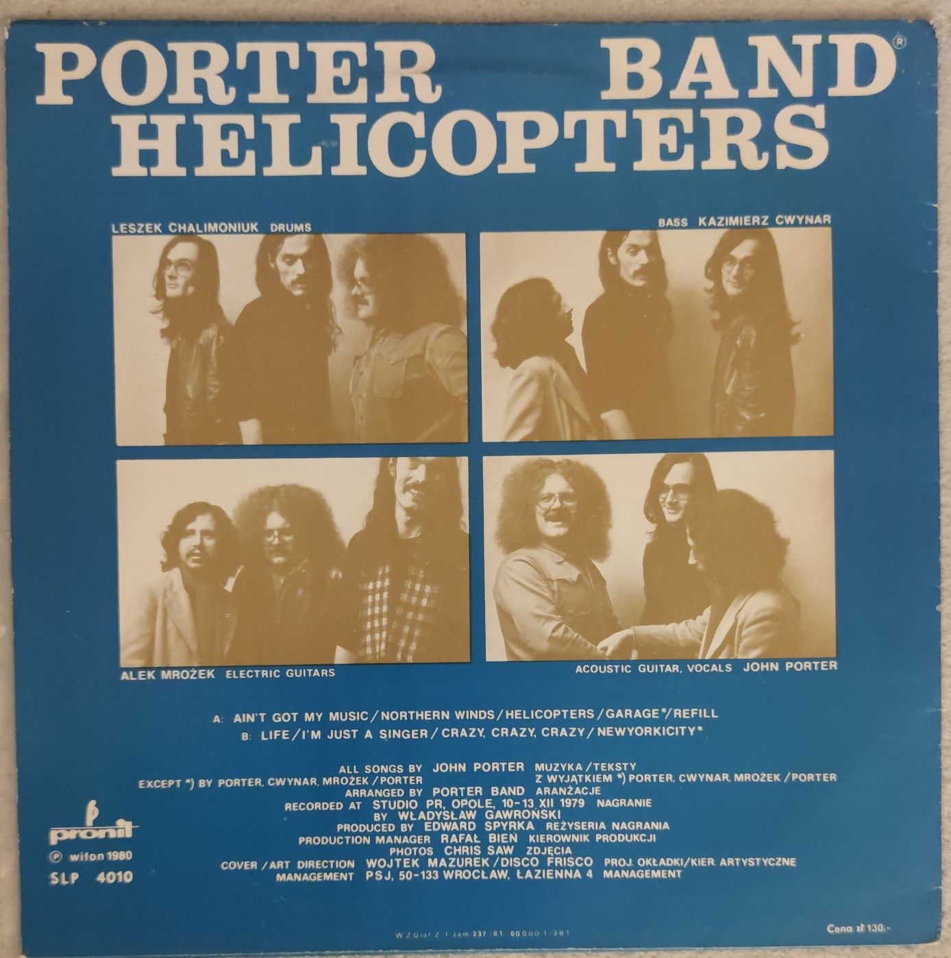 Porter Band Helicopters, płyta w idealnym stanie
