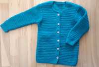 Turkusowy cieply sweterek dziewczecy r.128