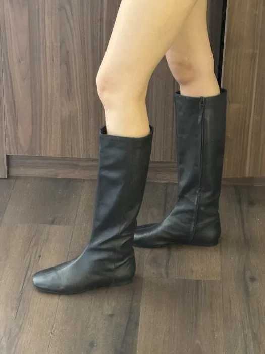 Сапоги Zara из натуральной кожи, внутри замш осенние