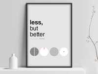 Nowy Plakat "Less but better" Dieter Rams, rozmiar 50x70