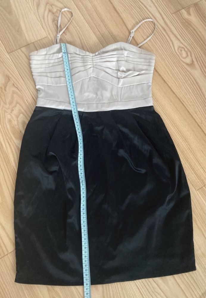 Sukienka ołówkowa, czarno-beżowa, na ramiączkach, H&m, r.S