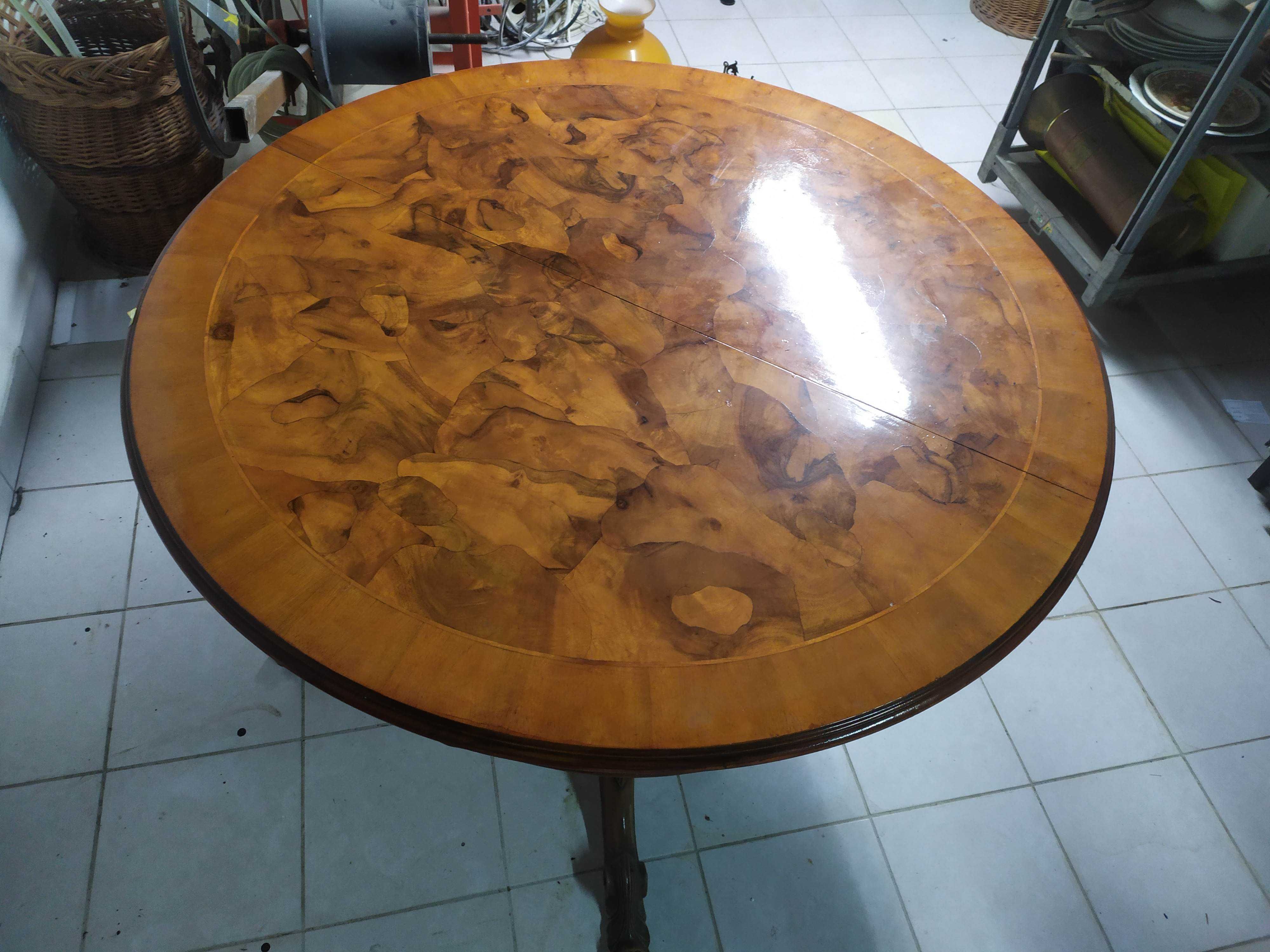 Antyk elegancki rozkładany stół okrągły 120 cm ludwik