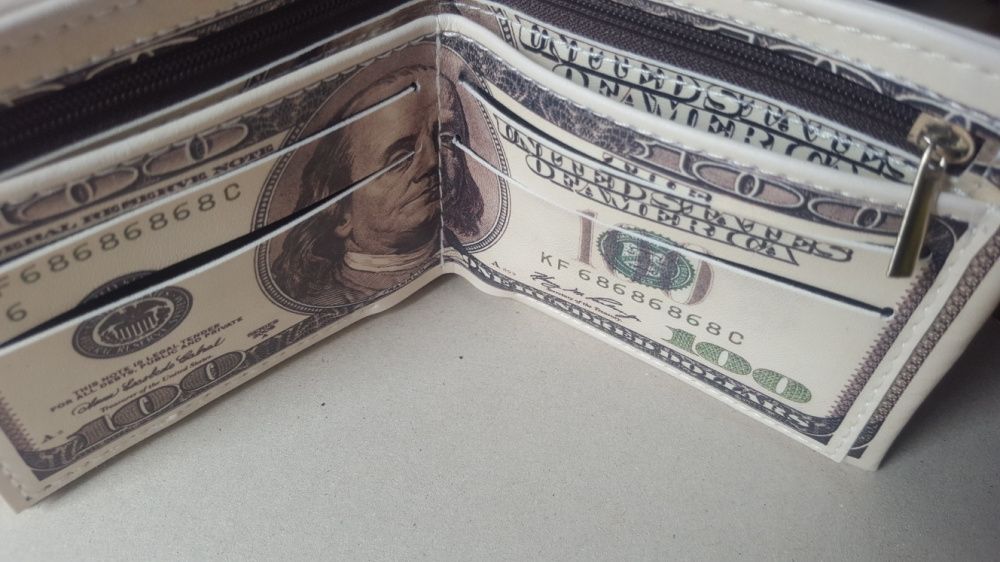 Carteira de Bolso Nota de 100$ Dólares / Porta Moedas / Porta Cartões