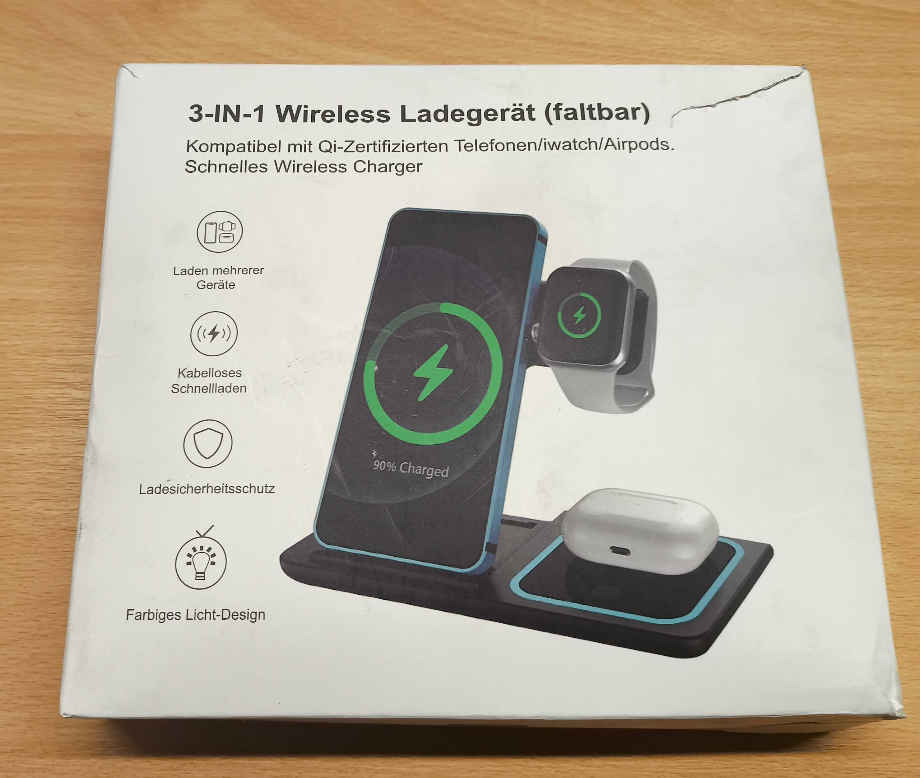 Ładowarka indukcyjna 2A 15W Qi Stacja ładująca 3w1 [2205]