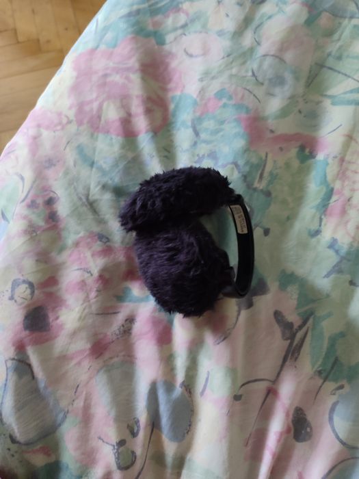 Навушники зимові на голову, хутряні, чорні, для дівчат