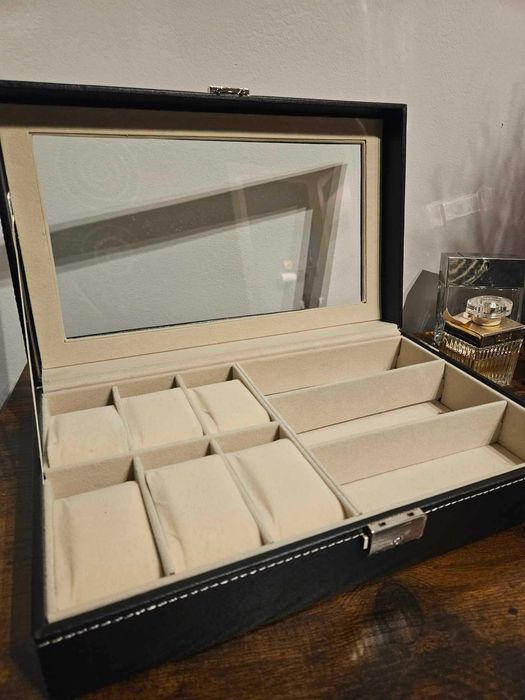 Kuferek szkatułka etui pudełko organizer na zegarki i okulary