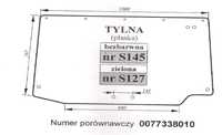 szyba do ciągnika Deutz-Fahr, Lamborghini, Same, - tylna S 145 S 127