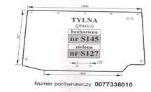 szyba do ciągnika Deutz-Fahr, Lamborghini, Same, - tylna S 145 S 127
