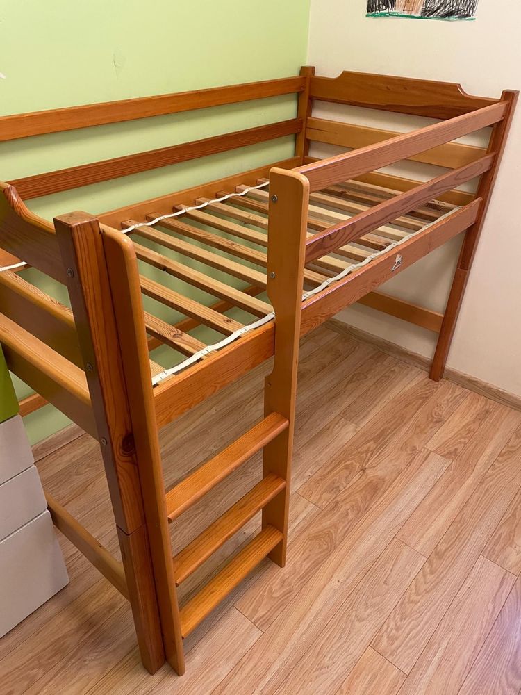 Drewniane solidne Łóżko/łóżeczko dziecięce 160x80 antresola drabinka