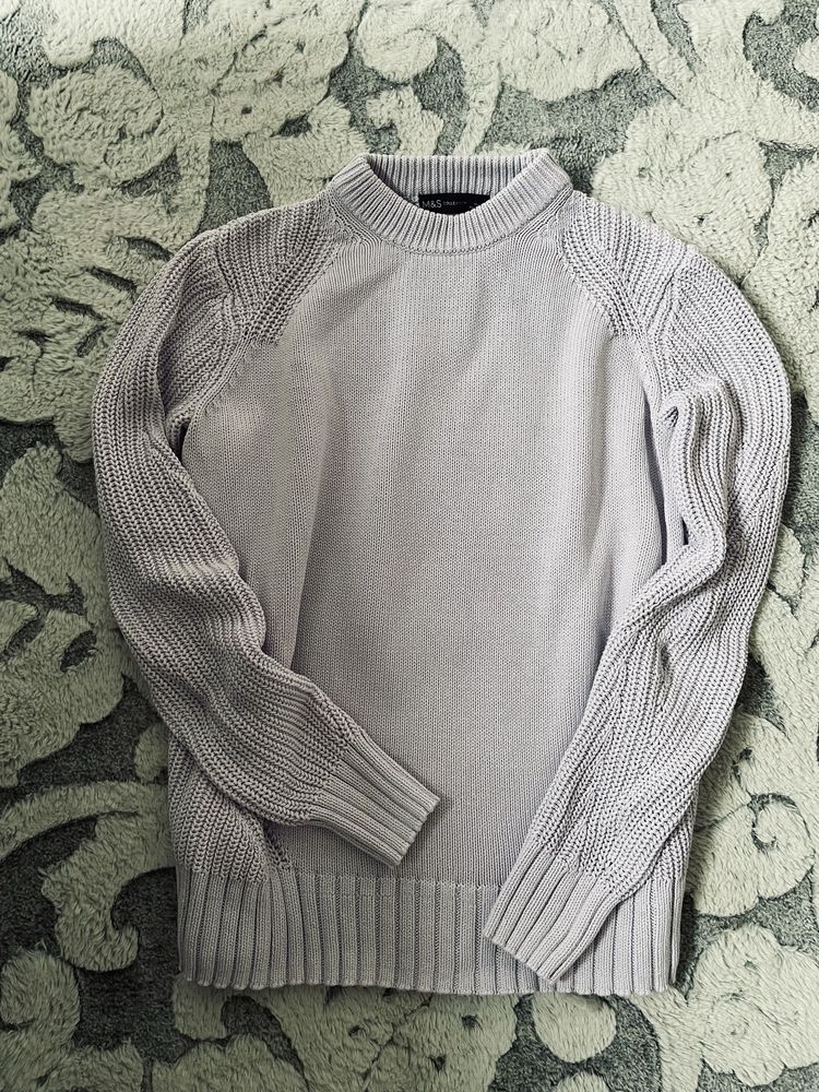 Cudny liliowy sweter bawełniany marks & spencer S