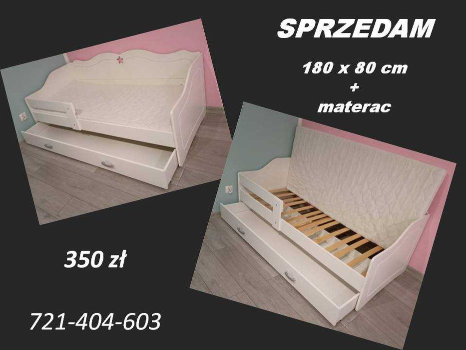 Łóżko dziecięce/młodzieżowe 180x80 + materac FDM z warstwą lateksową.
