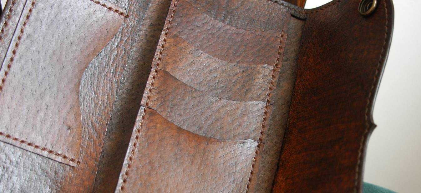 duży skórzany portfel męski westernowy kowbojski - handmade