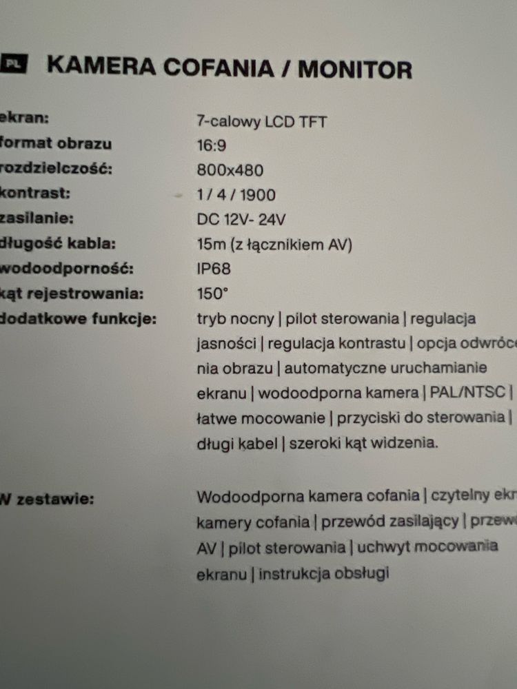 Kamera cofania z monitorem Vordon VRC-310