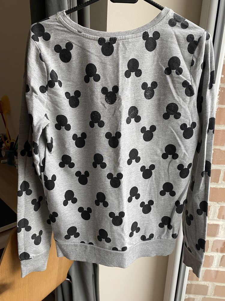 Szara Bluza napis mickey, myszka miki błyszcząca S/36 clockhouse c&a