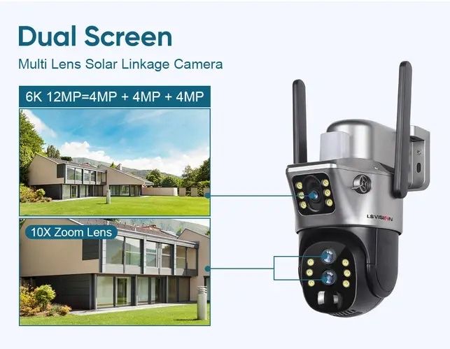 Вулична камера LS Vision 12MP 4G 10x zoom V380pro з сонячною баьареєю
