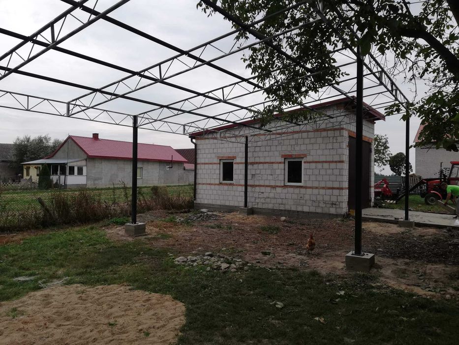 Szkielet wiaty, garażu 12,94m x 6,46m.