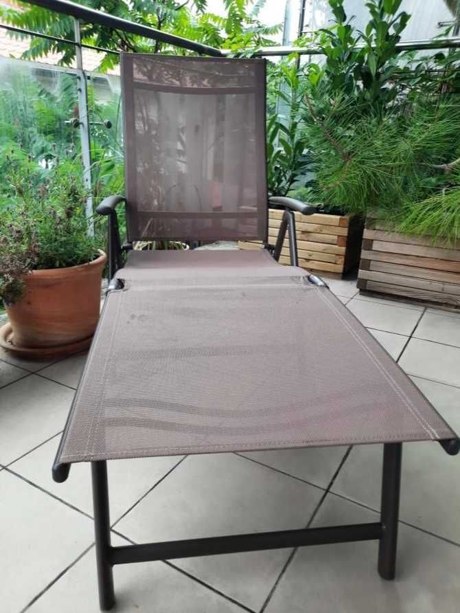 Mocny Nowy Leżak Ogrodowy Aluminiowy Składany Ogród Balkon Plaża Brąz