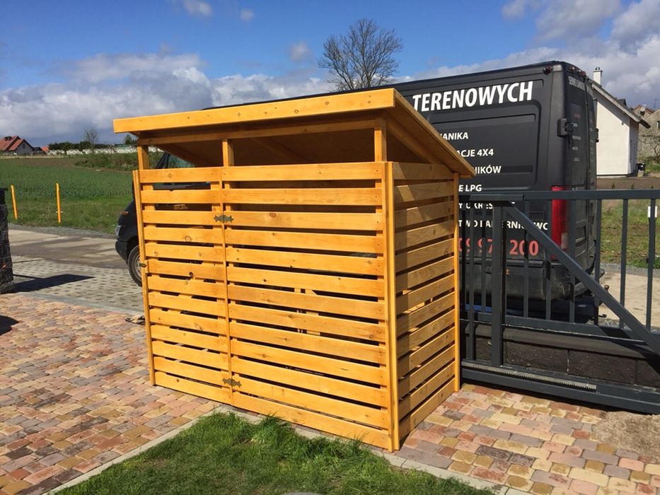 Drewutnia,wiata na rowery śmietniki