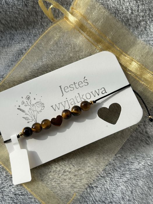 Bransoletka tygrysie oko na czarnym sznureczku