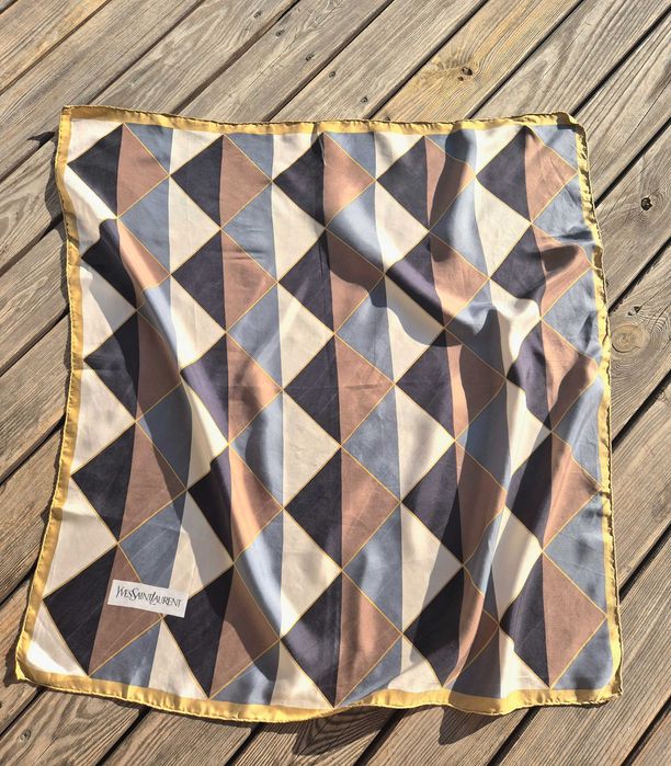 Oryginalna chusta Yves Saint Laurent 100% jedwab romby
