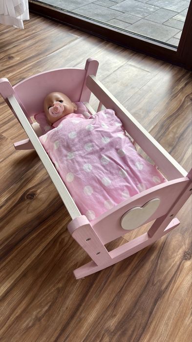 Drewniana kołyska łóżeczko dla lalki