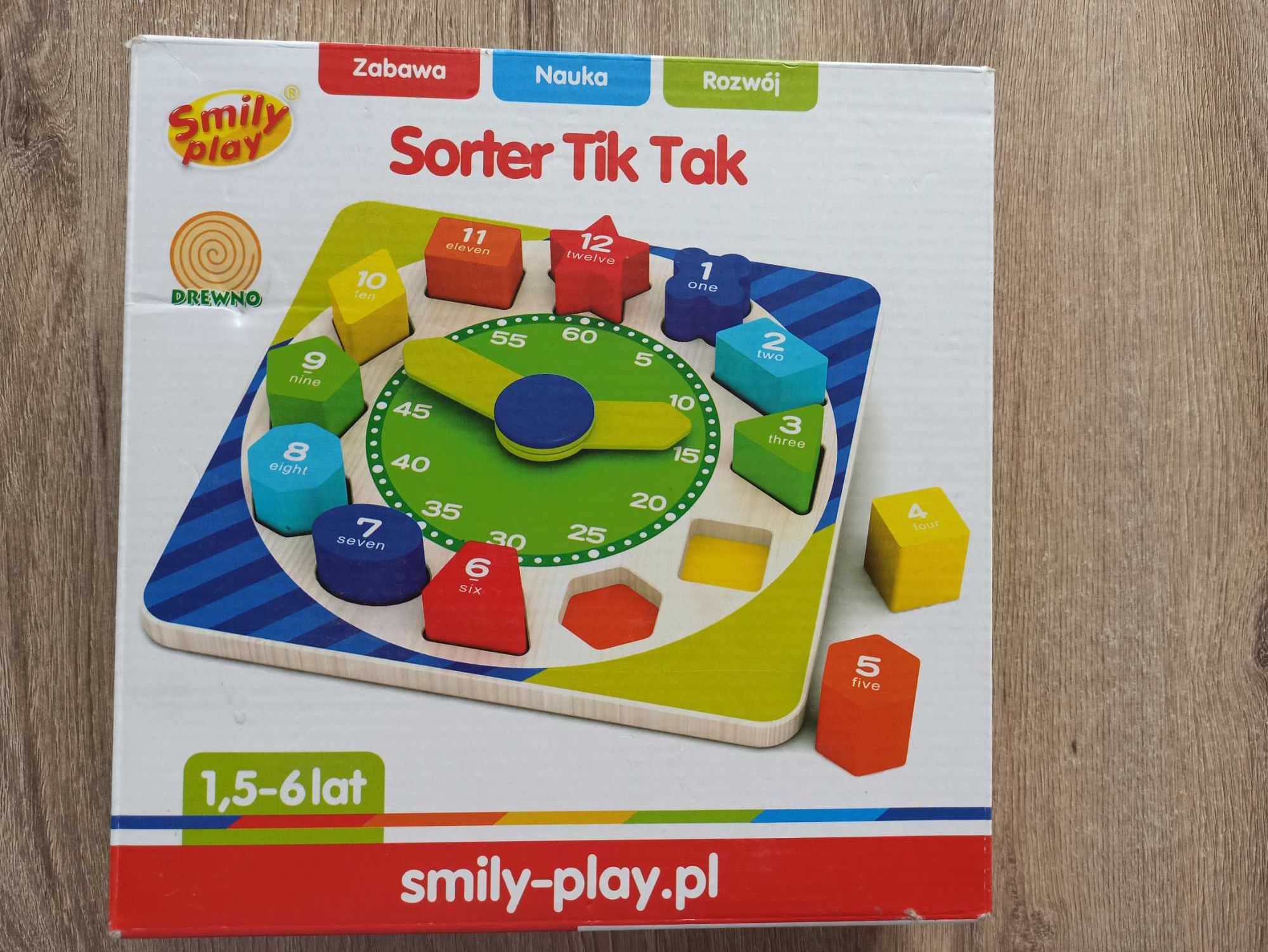 Drewniany sorter zegar Tik Tak Smily Play