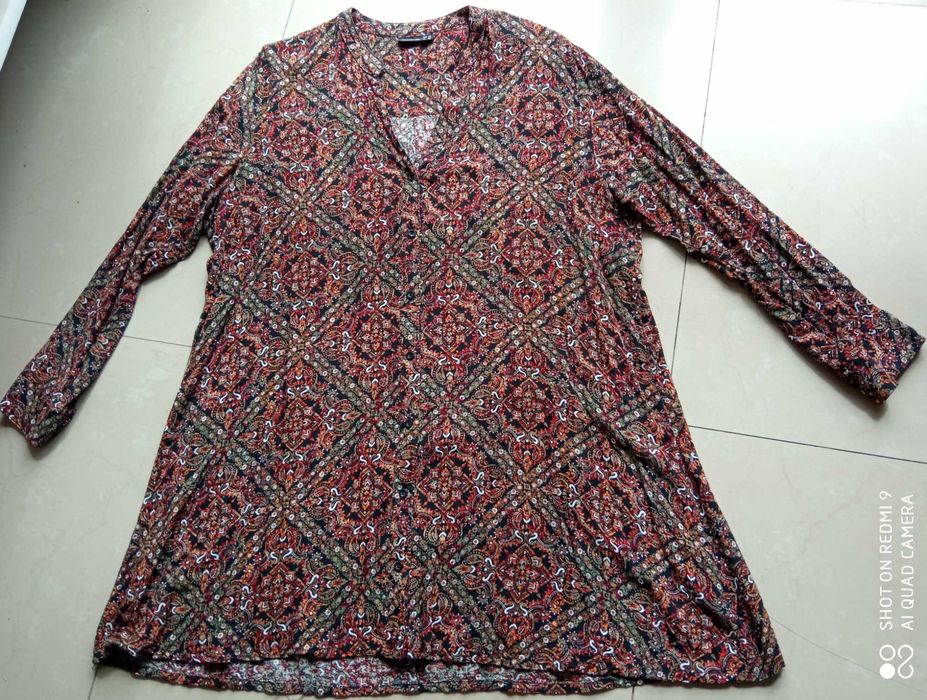 Janina bluzka koszula sukienka koszulowa boho 132cm pachy 52 54 wiskoz