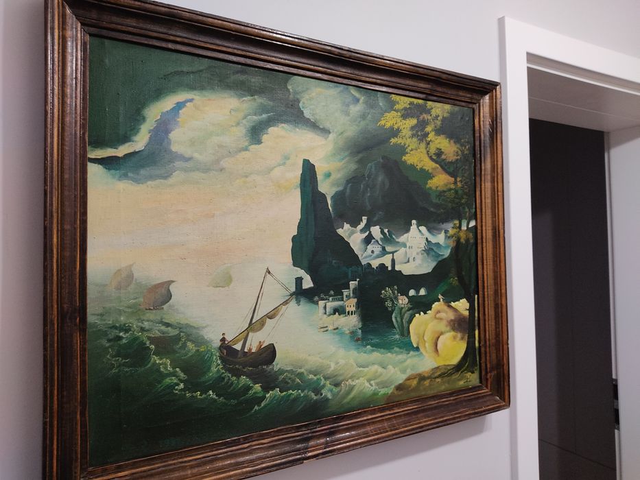 P.Szypulewski"Tajemniczy port"-niesamowity obraz olejny na płótnie!