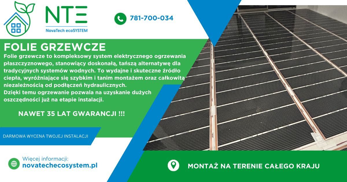 Ogrzewanie na podczerwień, Folie Maty grzewcze, z montażem:) BRUTTO!