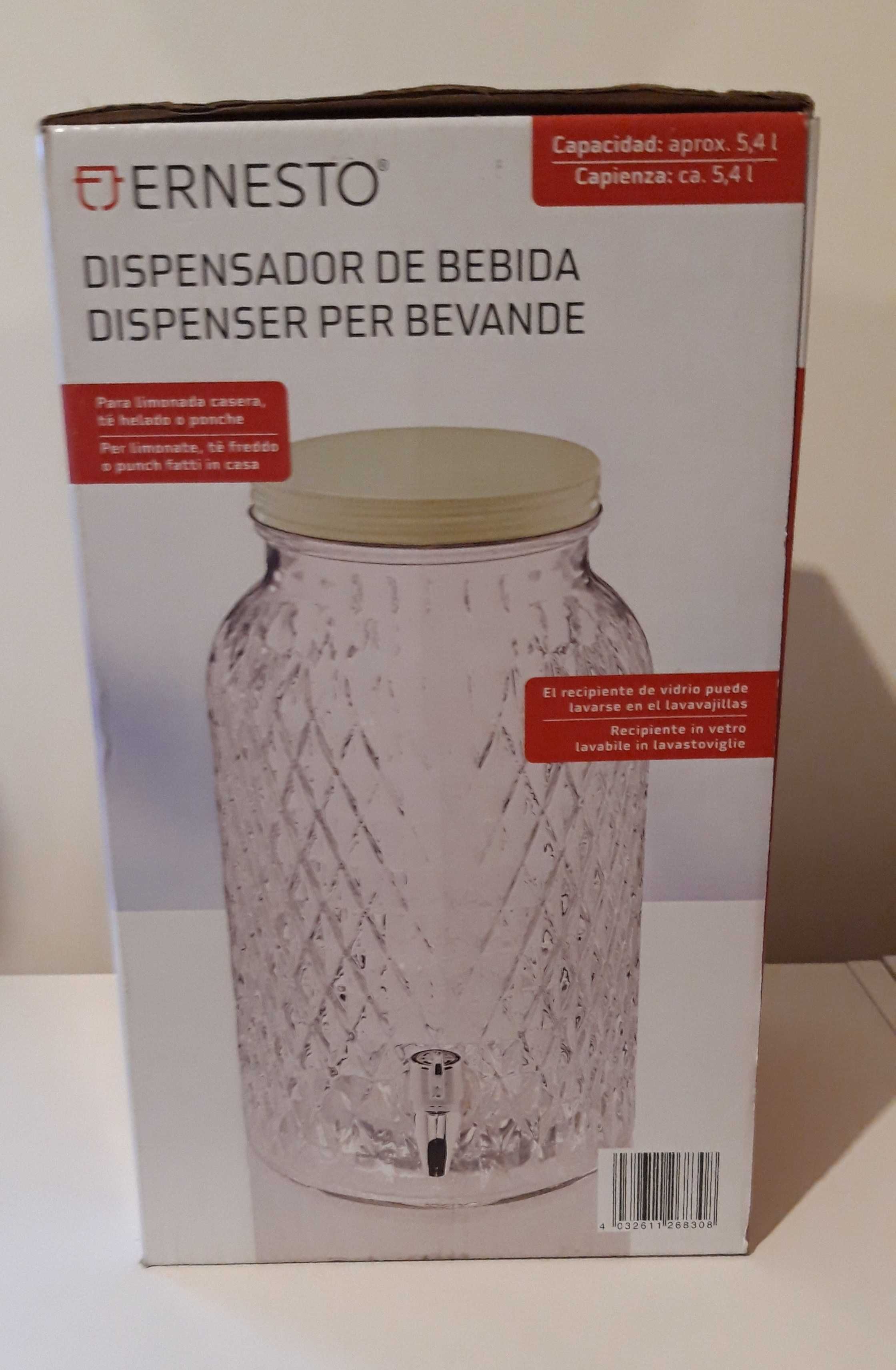 Dispensador de bebidas em vidro 5,4 Litros - NOVO e Selado.