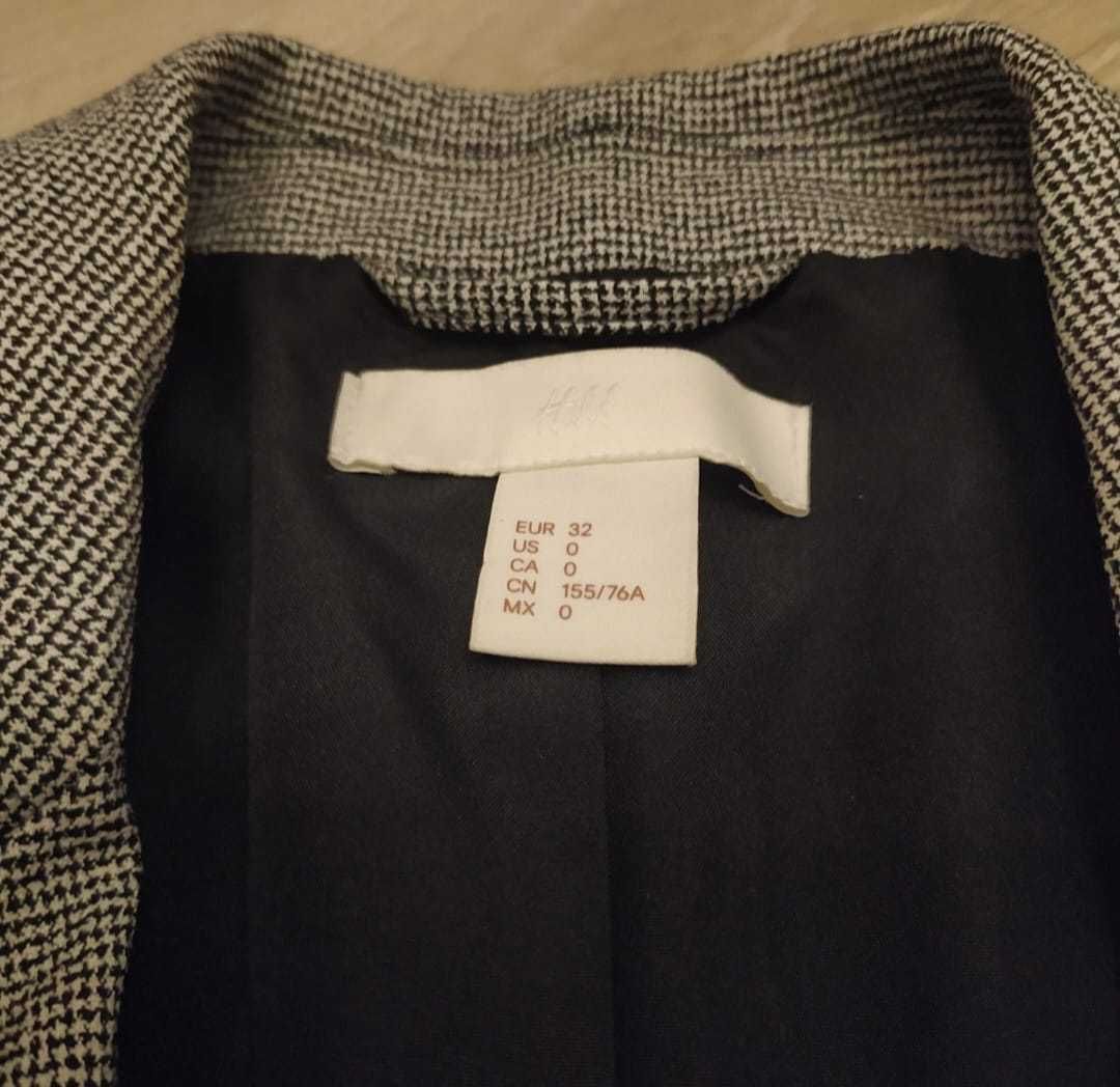 H&M piękna elegancka marynarka damska z wzorem w jodełkę, rozm XXS/ 32