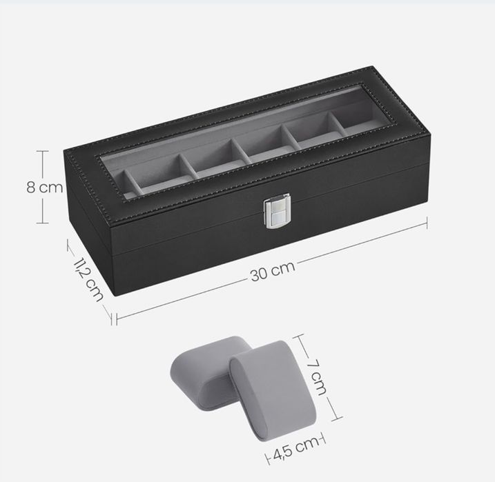 Etui na 6 zegarków – szkło + aksamit | OUTLET