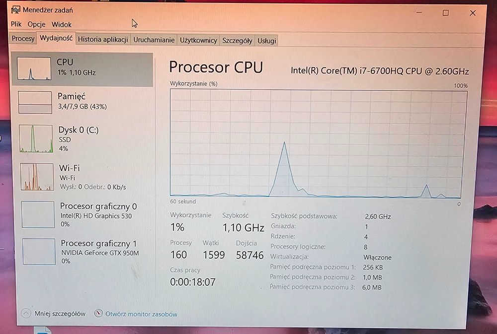 MSI GL62 i7-6700HQ 8GB RAM GTX950M FHD