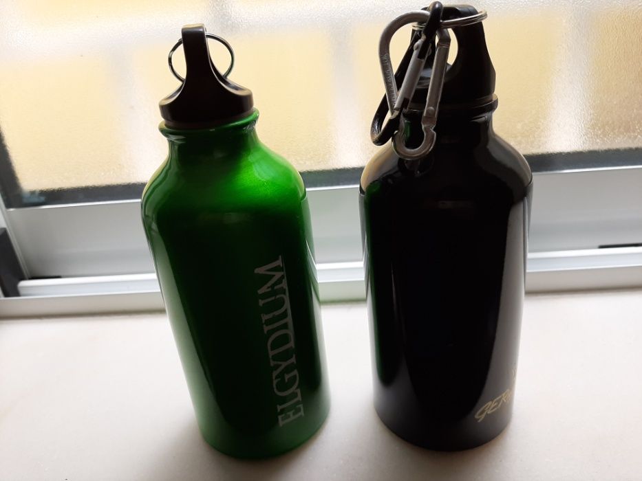 2 garrafas reutilizáveis água pequenas metal