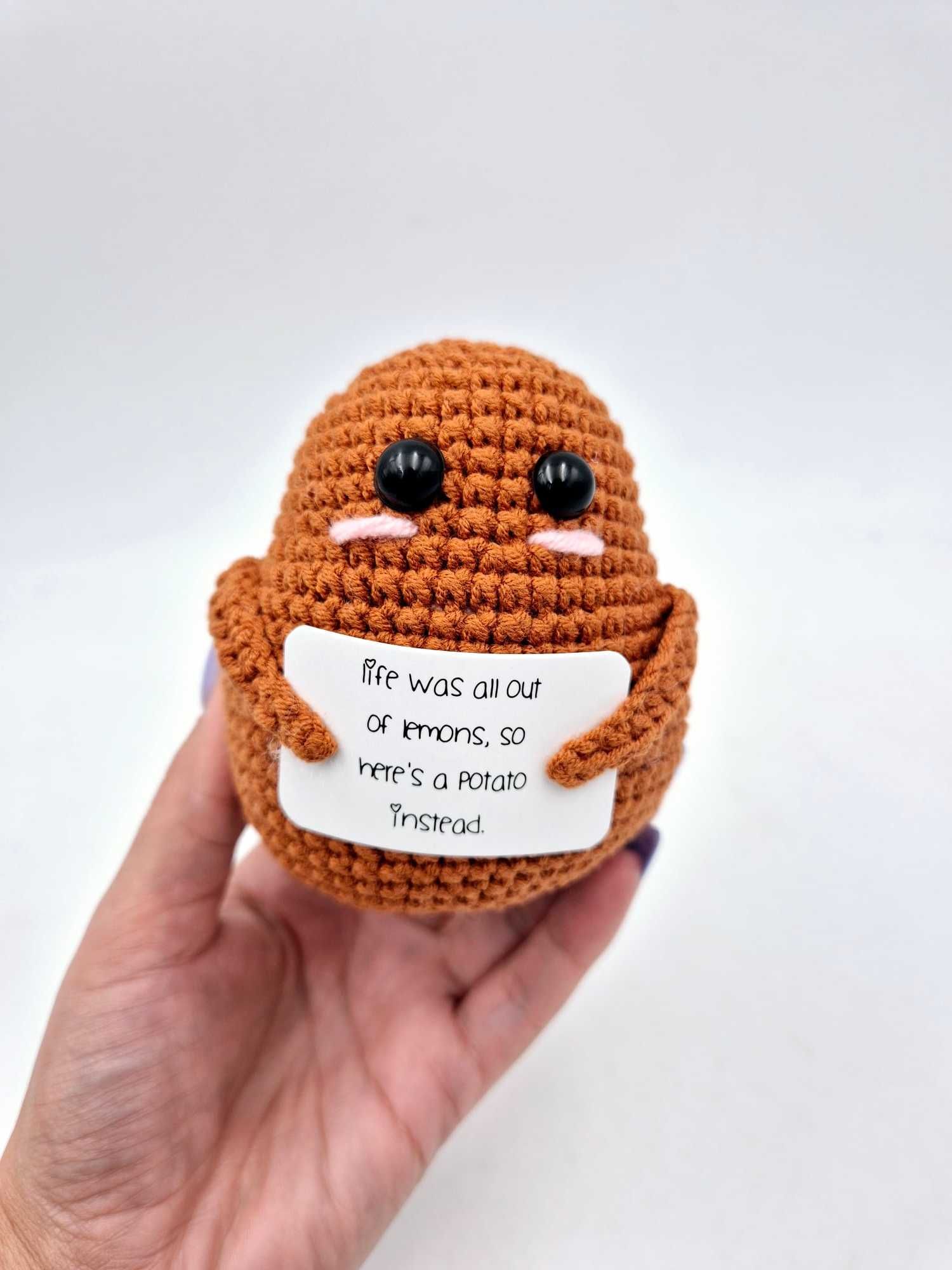 Ręcznie robiona na szydełku Maskotka ZIEMNIAK Kartofelek 7,5 cm NOWA!
